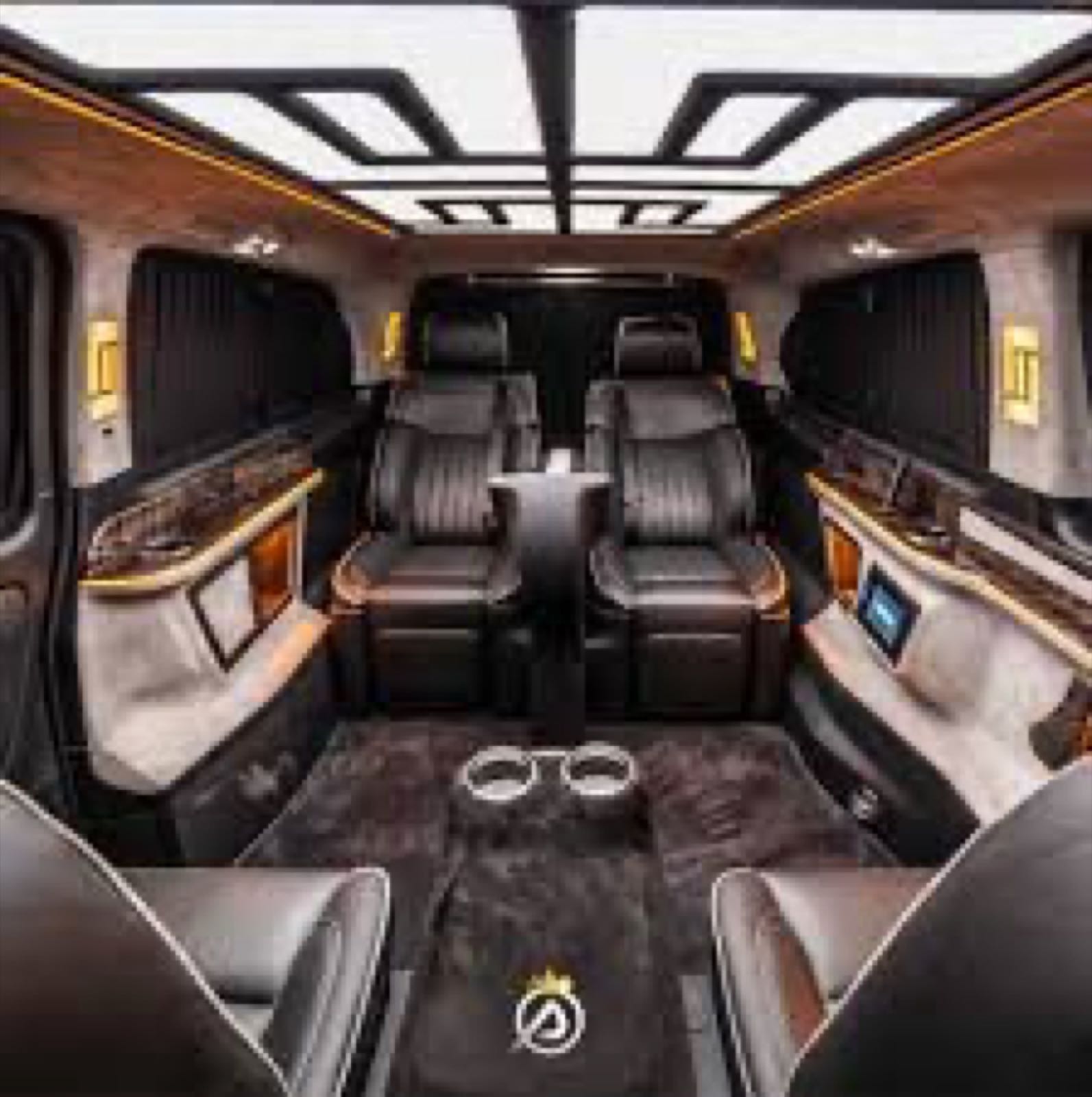Mercedes Vito interior — leather captain seats, premium cabin